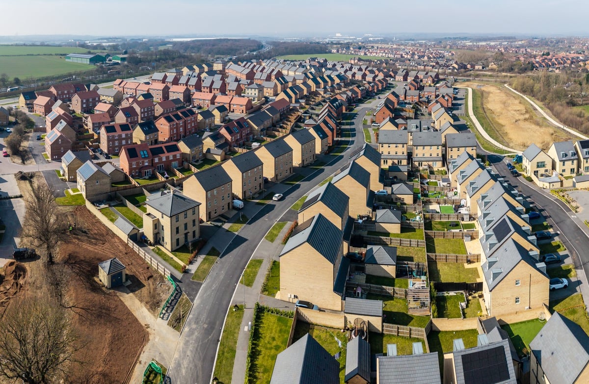 A new housing development built to address the housing shortage with comfortable ground-level residences